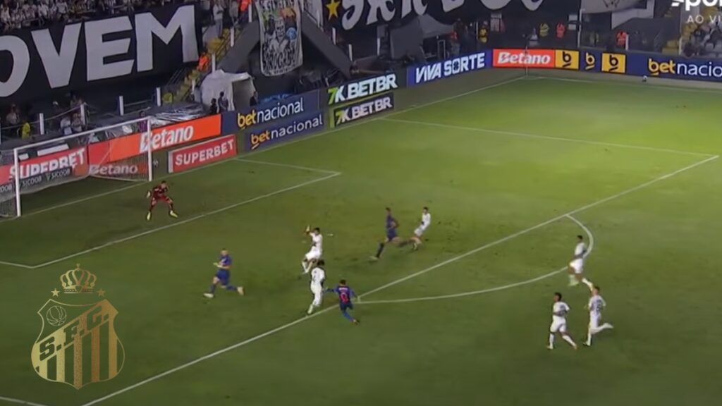 Gol de Sasha pelo RB Bragantino contra o Santos na Vila Belmiro.