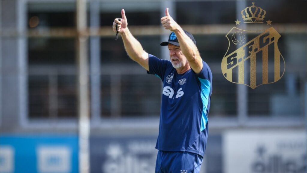 Mano Menezes orienta jogadores do Grêmio em seu retorno ao clube